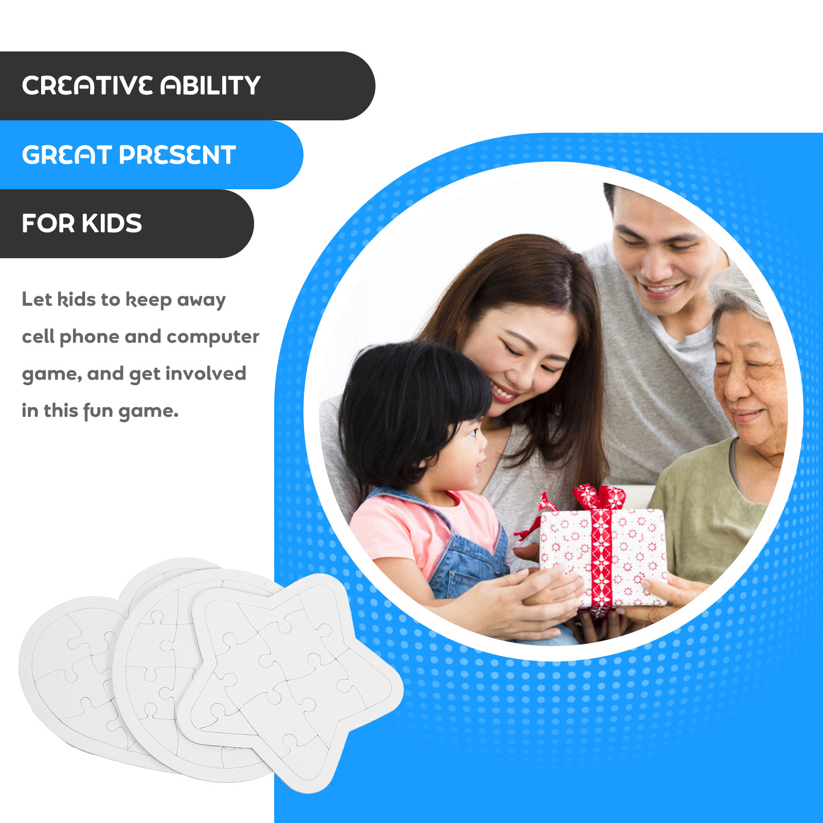 6Pcs Cartoon Blank DIY Drawing - огляд і ціна Puzzle Blank White