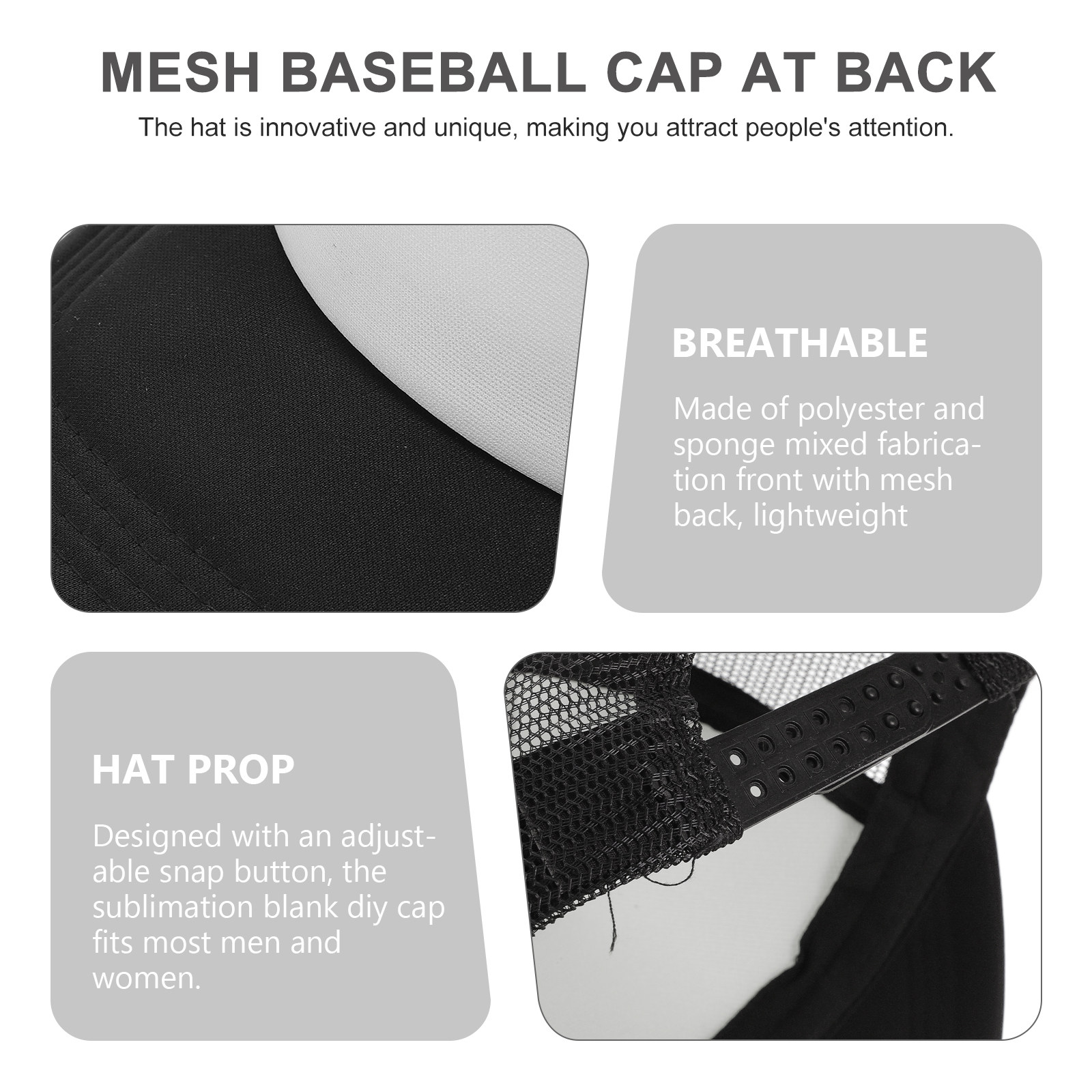 10Pcs Blank Baseball Caps Mesh - огляд і ціна Hat Sublimation Blank